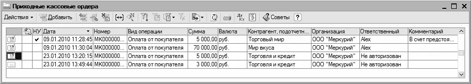 Рис 13Типичный интерфейс списка приходные кассовые ордера Окно списка - фото 3