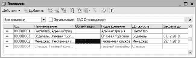 Рис 341Справочник вакансий Здесь отображается список вакансий введенных - фото 64
