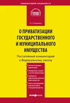 Лариса Калинина - Комментарий к Федеральному закону «О приватизации государственного и муниципального имущества» (постатейный)