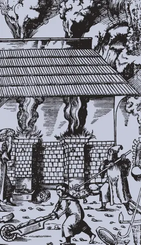 Плавильная печь с передним горном Гравюра из книги Г Агриколы О горном - фото 190