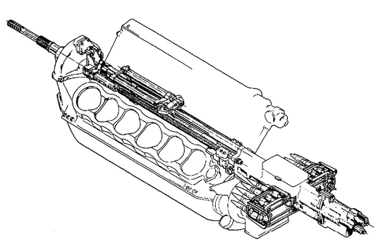 Пушка в развале блока цилиндра двигателей В свою очередь размещение вооружения - фото 24