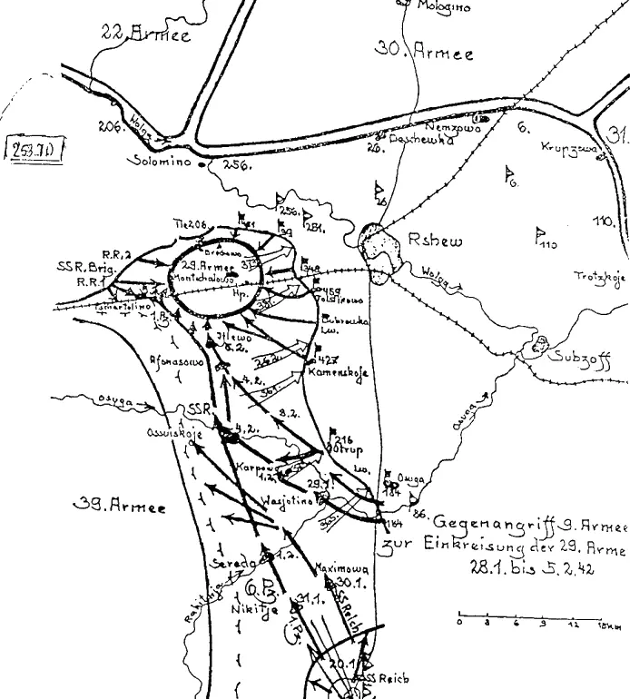 Схема 12 Окружение 29й армии в феврале 1942 г Немецкая версия Схема 13 - фото 30