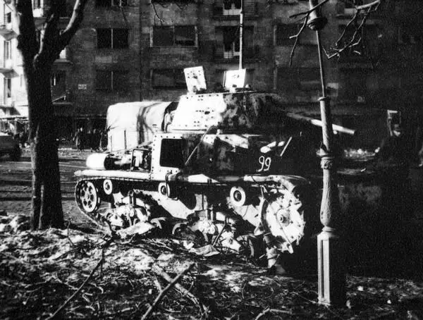 Подбитый советскими войсками трофейный итальянский танк М1542 - фото 20