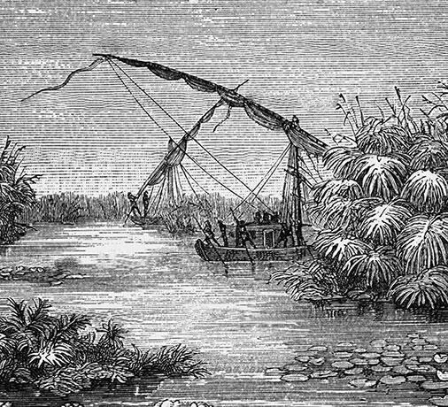 Парусная лодка на Ниле Гравюра XIX в Упомянутую гипотезу о паводке на Ниле - фото 14