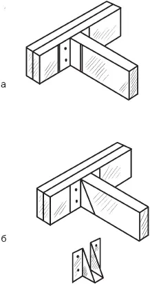Рис 13 Фиксация сопряженных балок проема а уголками и болтами б - фото 20