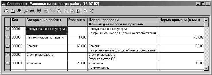 Рис 234 Диалоговое окно справочника Расценки на сдельную работу Справочник - фото 58