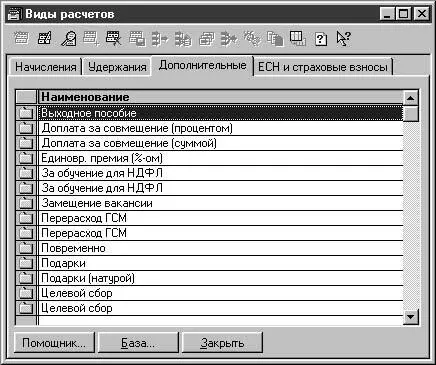 Рис 263 Диалоговое окно справочника Виды расчетов вкладка Дополнительные - фото 91