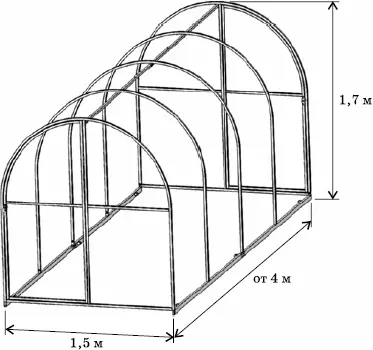 Рис 2Арочная малая теплица шириной 15 м с двумя дверями с двух сторон - фото 2