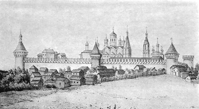 Внешний вид Новоспасского монастыря при Петре I Внутренний вид Знаменской - фото 19