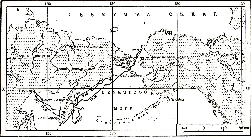 Плавания Беринга и Чирикова на Св Гаврииле 1728 и 1729 по В Берху карта - фото 14