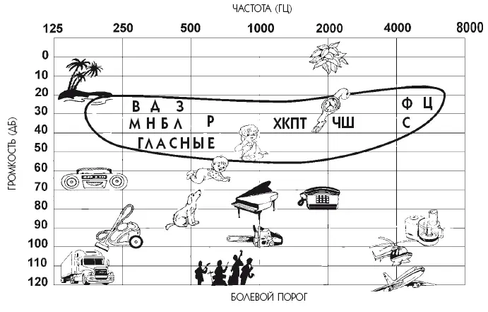 Рис 22 Уровни и частотный состав звуков речи речевой банан и некоторых - фото 12