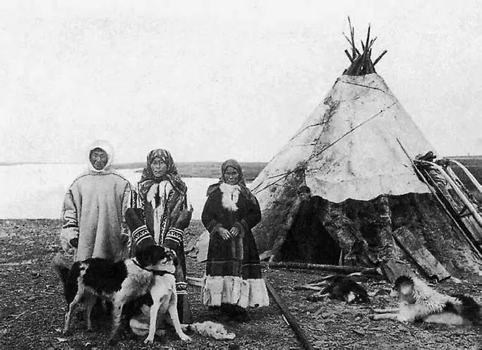 Жилище ненцев Единственные виденные нами летние чумы конической формы с - фото 19