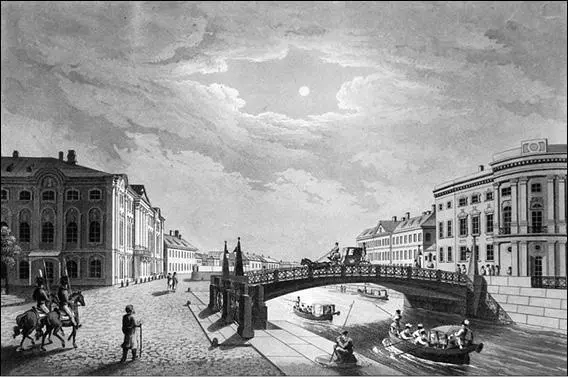 Вид Полицейского моста на Мойке Гравюра начала XIX в По воле Александра I - фото 28