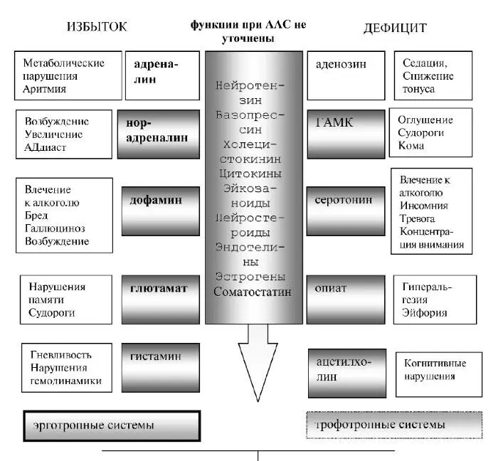 Рис 9 Дисбаланс медиаторных систем возникающий при ААС Условные обозначения - фото 15