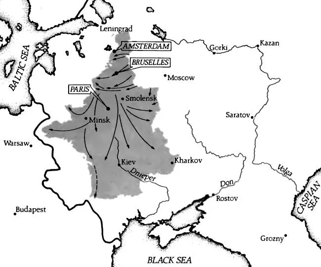 Наступление Вермахта во Франции наложенное на карту России Ханниг Кароделл - фото 2