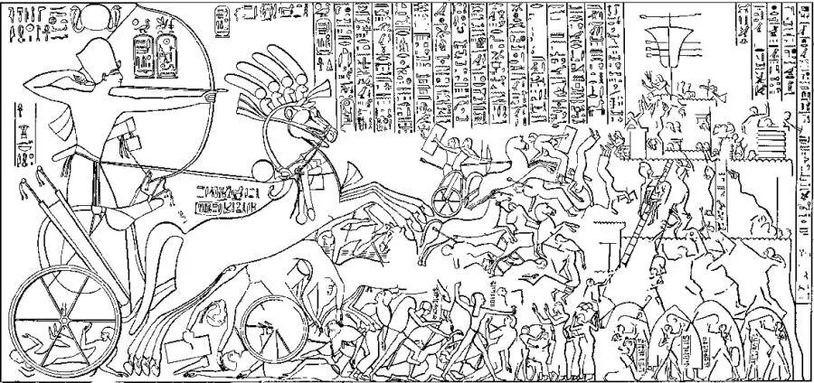 Битва при Кадеше между войсками Рамсеса II и хеттов Рельеф из Карнакского - фото 3
