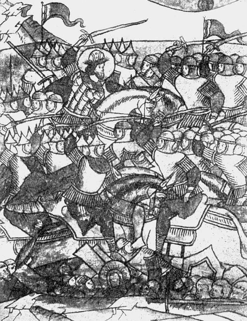 Ледовое побоище 1242 г Миниатюра из Лицевого летописного свода XVI в - фото 48
