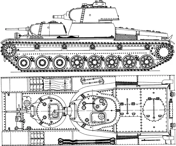 Тяжелый танк прорыва Т100 Вид сбоку и сверху В мае 1939 г обе пушки - фото 9