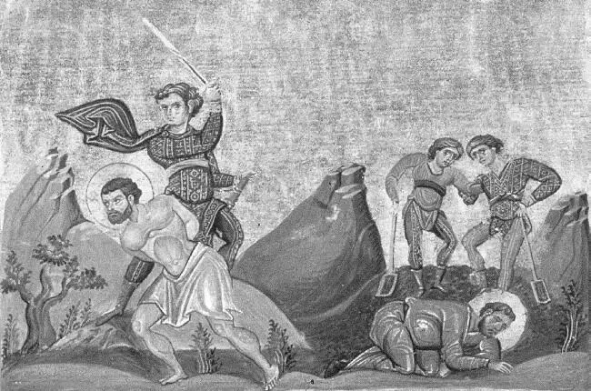 Священномученик Феопемпт и мученик Феона Миниатюра Минологий Василия II - фото 9
