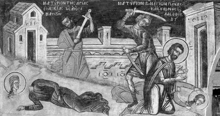 Мучение святых Евдокии Павла и Иулиании Иконописец Тзортзи Зорзис Фука - фото 8
