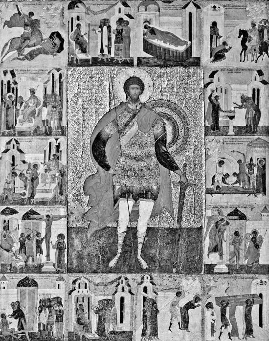 Великомученик Феодор Стратилат с житием Новгородская икона Конец XV в - фото 12