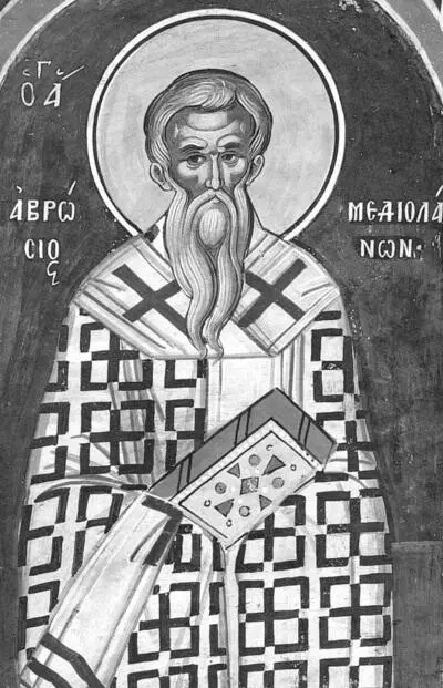 Святитель Амвросий Медиоланский Иконописец Тзортзи Зорзис Фука Фреска 1547 - фото 21