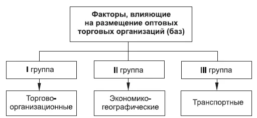 Рис 42 Группы факторов влияющих на размещение оптовых торговых организаций - фото 12