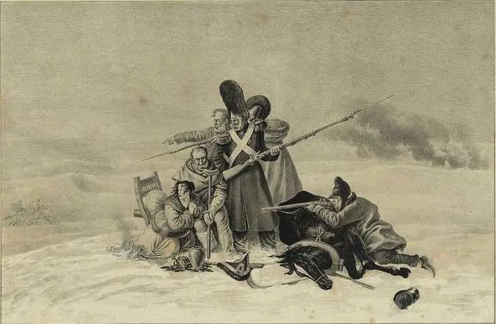 В окрестностях Бобра 23 ноября 1812 г Литография по рисунку Художник ХВ - фото 6