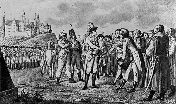 Сдача Краковского замка АВ Суворову 1772 г Гравюра XVIII в С помощью - фото 9
