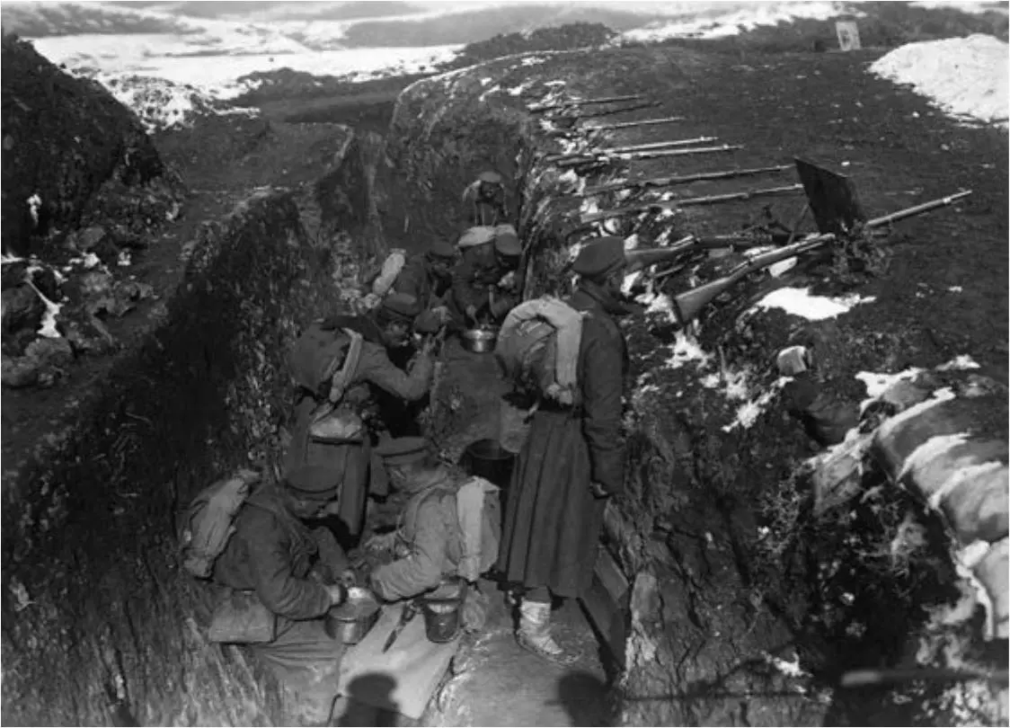Болгарские солдаты в траншее 1915 г Несогласованность действий русских - фото 14