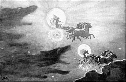 Волки преследуют Солнце и Луну Иллюстрация Д Доллмана 1908 Откуда у волков - фото 15
