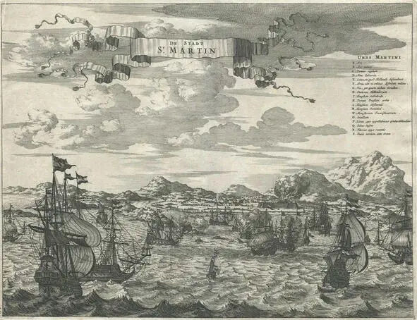 Корабли на рейде СенМартена Гравюра из коллекции Джона Огилби 16001676 - фото 12