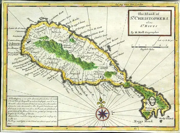 Остров СентКристофер Карта колониальной эпохи Огонь корабельной артиллерии - фото 8