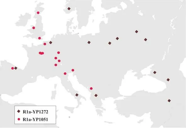 Рис5 Географическое распределение субкладов R1aYP1271 и R1aYP1051 Анализ - фото 5