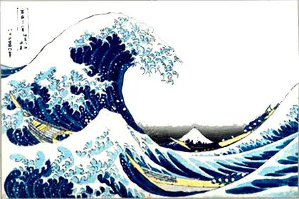 Средневековая японская гравюра с изображением цунами Землетрясения и цунами - фото 12