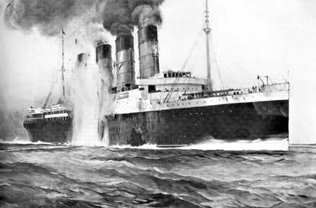 Момент попадания торпеды в Лузитанию Картина Кена Маршалла Командир - фото 37