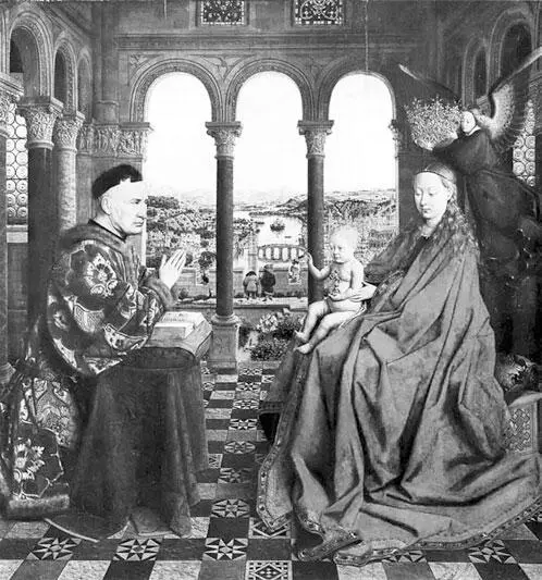 25 Ян ван Эйк Мадонна канцлера Ролена Ок 1435 г Париж Лувр Трехчастный - фото 25