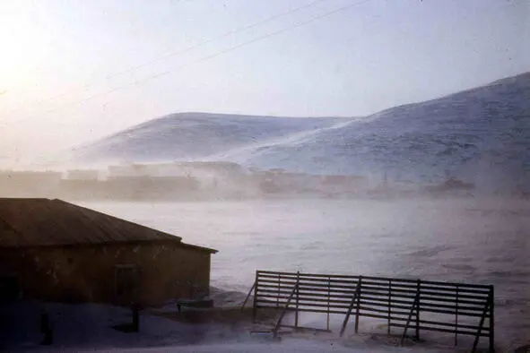 Страшный ураганный ветер несёт снег вдоль улицы и с силой бросает его в окна - фото 26