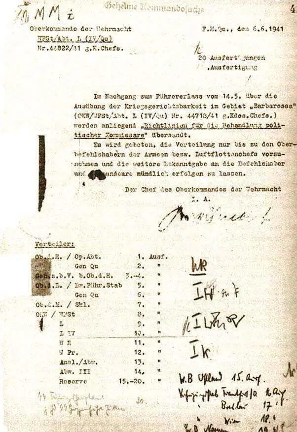 Приказ о комиссарах Kommissarbefehl секретный приказ от 6 июня 1941 года - фото 136