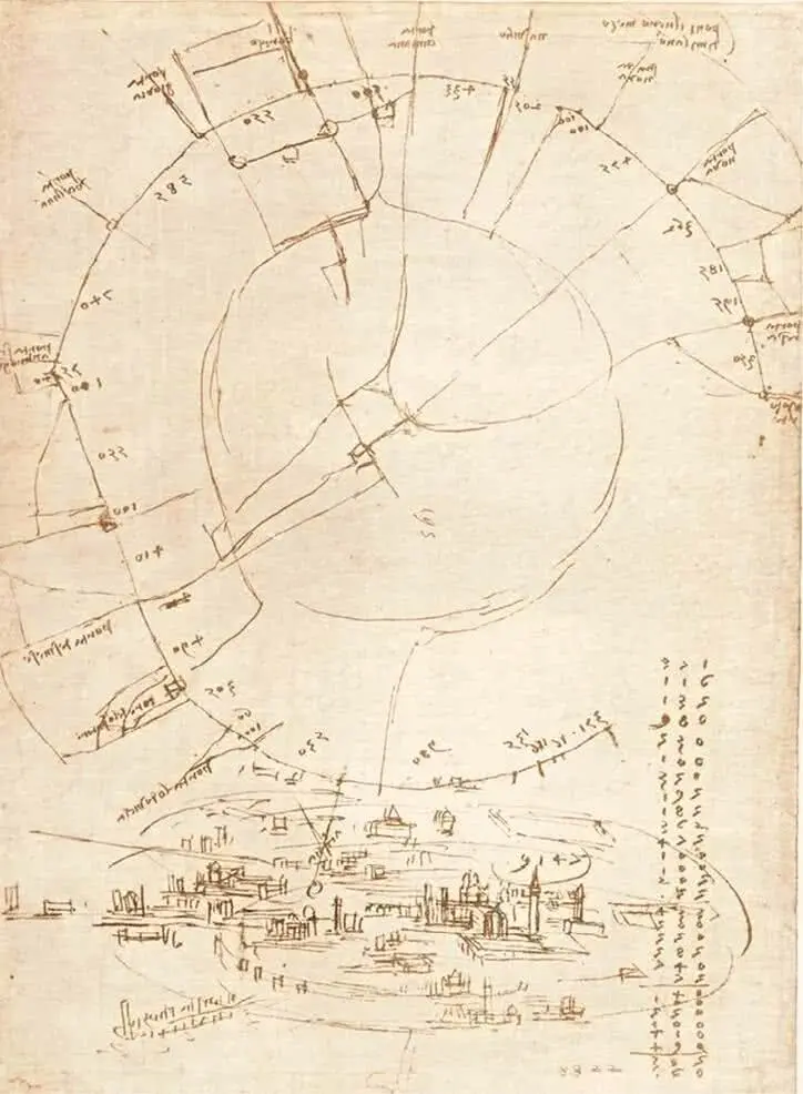 Рис 21 Леонардо да Винчи Схематическая карта Милана 15081510 Рис 22 - фото 21