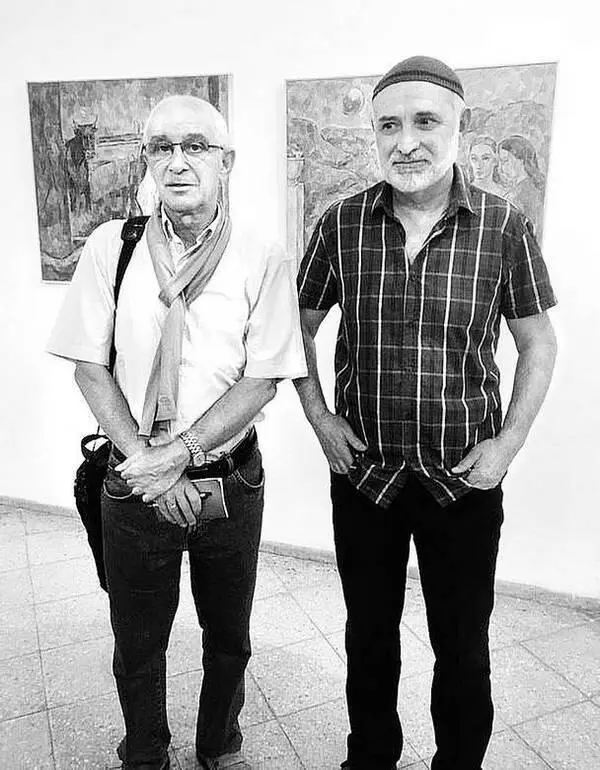 С Борисом Карафеловым на персональной выставке в деревне художников Эйн Ход под - фото 14