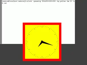 Рис 23 Запустим программу xclock Рис 23 При ее запуске мы использовали - фото 95