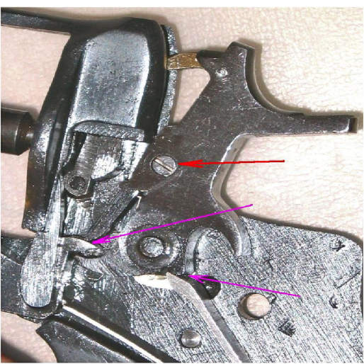 Фиолетовыми стрелками показаны сопряжения которые влияют на усилие спуска при - фото 6