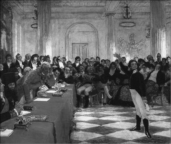 АС Пушкин на экзамене в Царском Селе 8 января 1815 года Художник ИЕ - фото 2