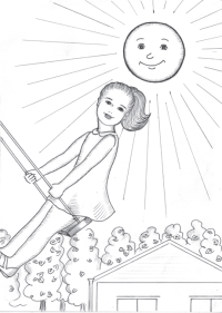 Девочка спящая на луне в звездную ночь Девочка на качелях под лучами солнца - фото 44