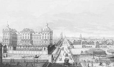 Петербург Аничков дворец и Невский проспект Гравюра XVIII век - фото 1