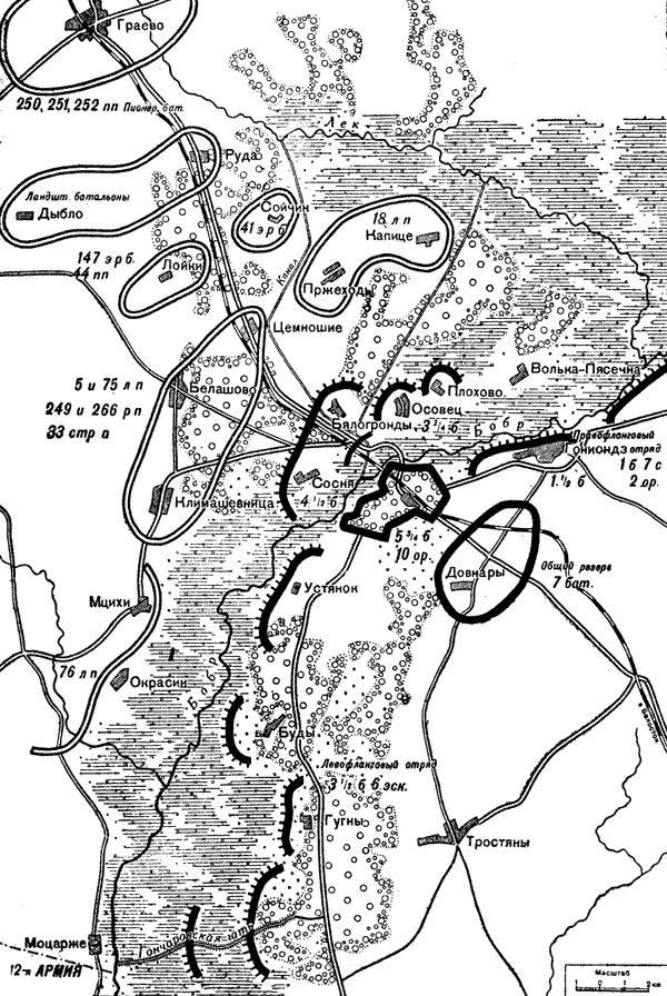 Схема 13 Распределение сил блокадного корпуса и гарнизона Осовецкой крепости к - фото 30