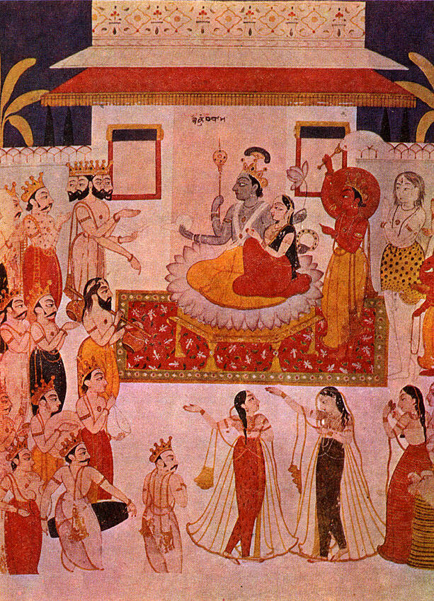 Небесное царство Вишну Индийская миниатюра Раджастхаиская школа XVIII в - фото 2