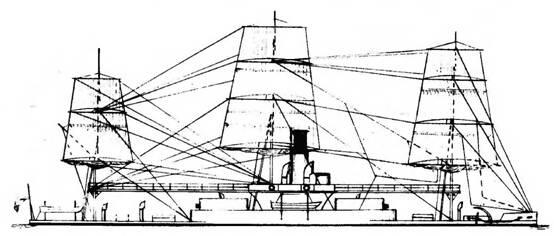 Боковой вид мониторакрейсера Проект 1867 г Дымовая труба предлагалась - фото 8