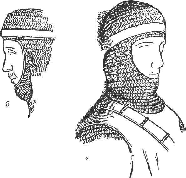 Рис 2 Кольчужные капюшоны и головные обручи на двух английских изображениях - фото 2